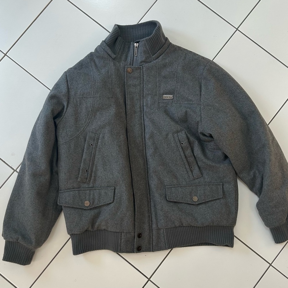 Coogi Varsity Bomber Gray Coat Mens. Like New!